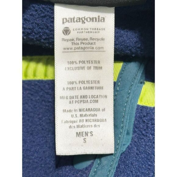 Patagonia Synchilla T Snap Men's Peddie Crew Fleece Jacket Blue‎ Size Small - Picture 9 of 13